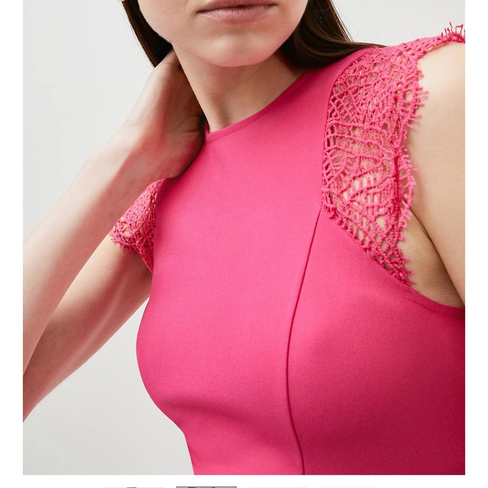 Lace Trim Ponte Ruffle Hem Jersey Dress